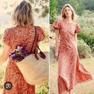 Doen red Asalea Dress XS Poppy Tasha Garden RARE